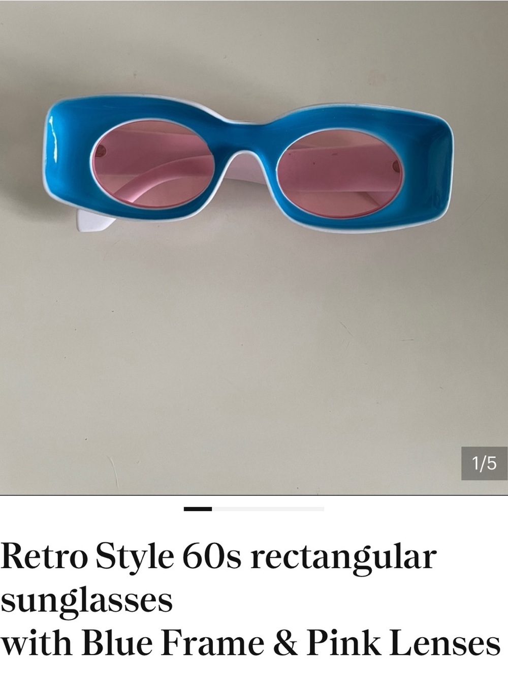 Retro Style 60s rectangular sunglasses - Picture 5 of 5